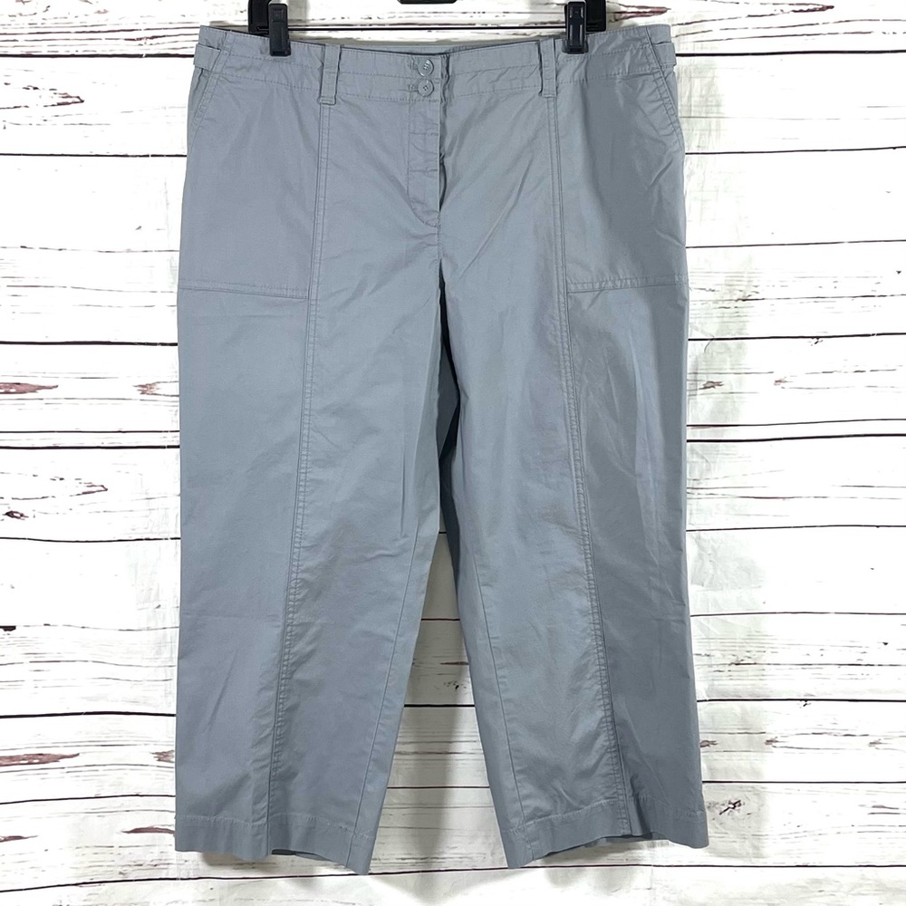 Talbots Petite Women’s Capris Pants Gray Pockets Cotton Blend Size 16P.